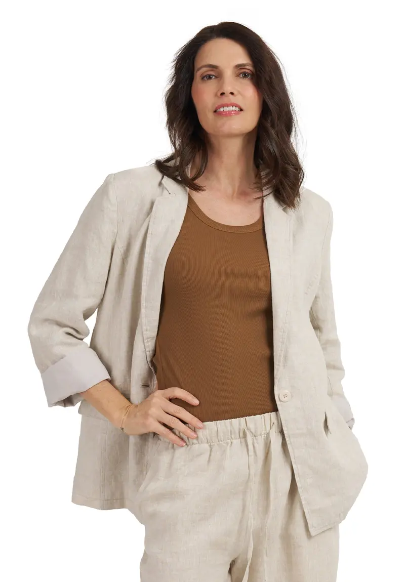 Jackie Natural Oversized Linen Blazer 1