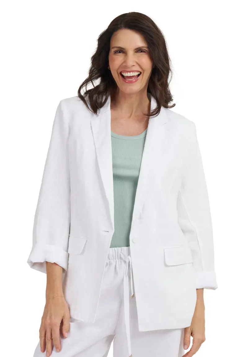 Jackie White Oversized Linen Blazer 1