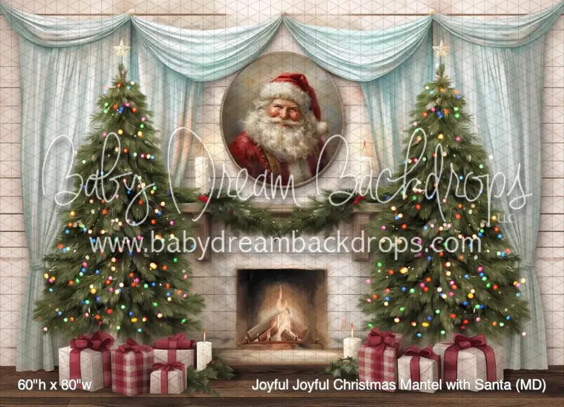Joyful Joyful Christmas Mantel With Santa (Md) 1