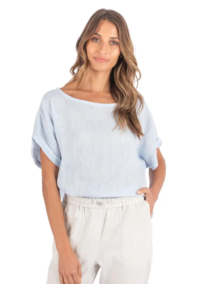 Kaori Sky, Kimono Sleeve Linen Top 1