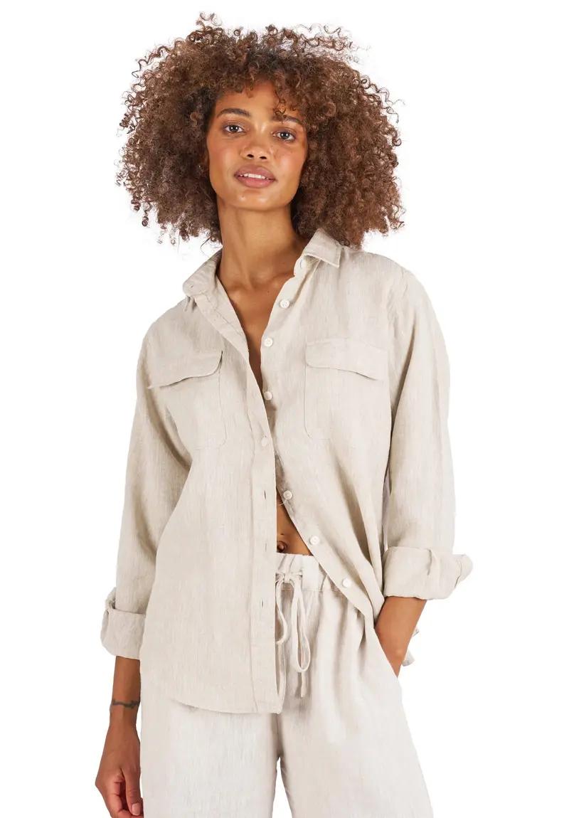 Lete-Linen Natural Classic Linen Shirt With Pockets 1