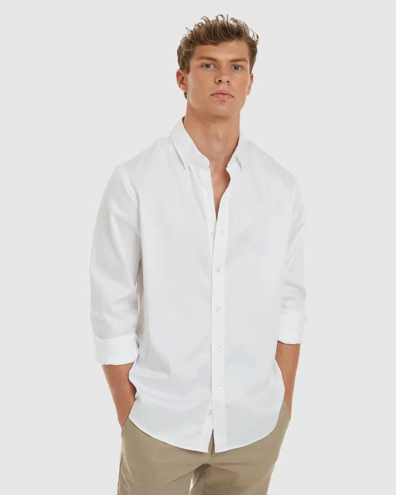 London-Casual Formal White Non Iron Cotton Shirt 1