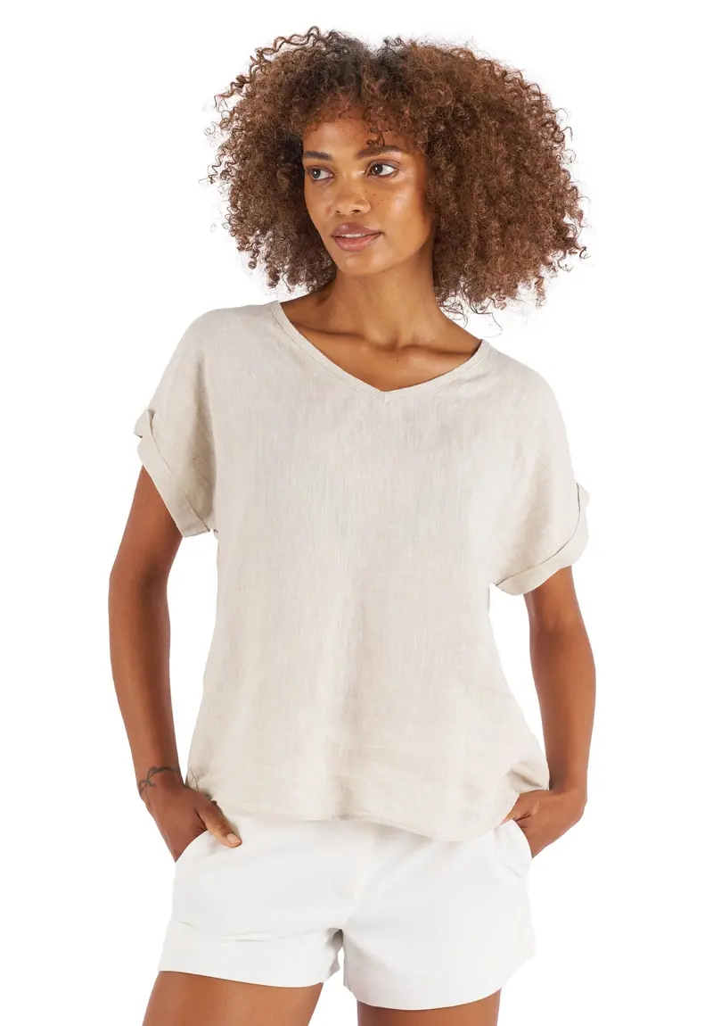 Martina Natural Sand Washed Linen T-Shirt 1