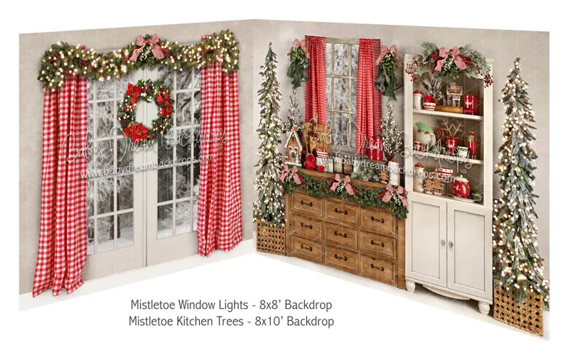Mistletoe Window Lights And Mistletoe Kitchen Trees Bundle 1
