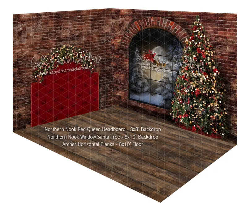 Northern Nook Red Queen Headboard And Northern Nook Window Santa Tree Room 1