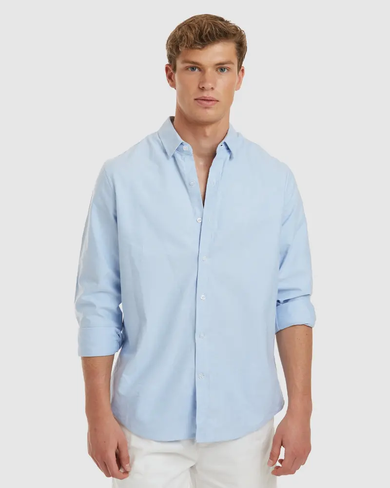 Oxford-Casual Blue Cotton Shirt 1