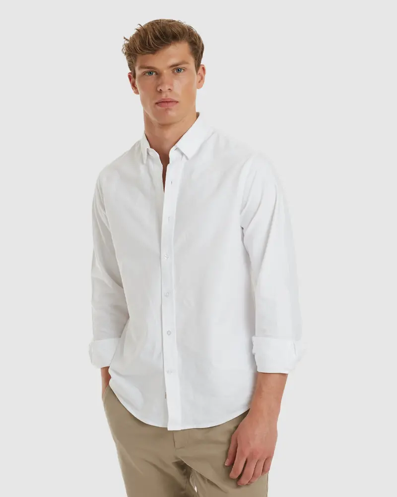 Oxford-Casual White Cotton Shirt 1
