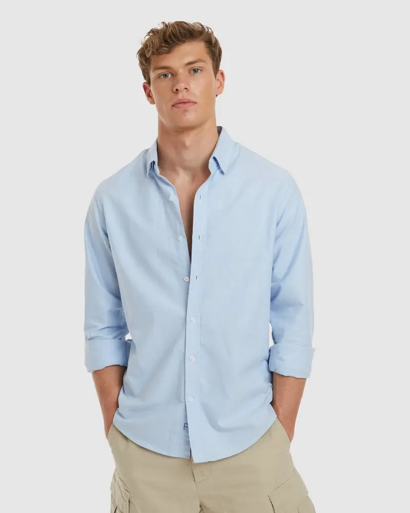 Oxford-Slim Blue Cotton Shirt 1