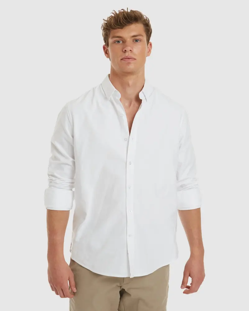 Oxford-Slim White Cotton Shirt 1