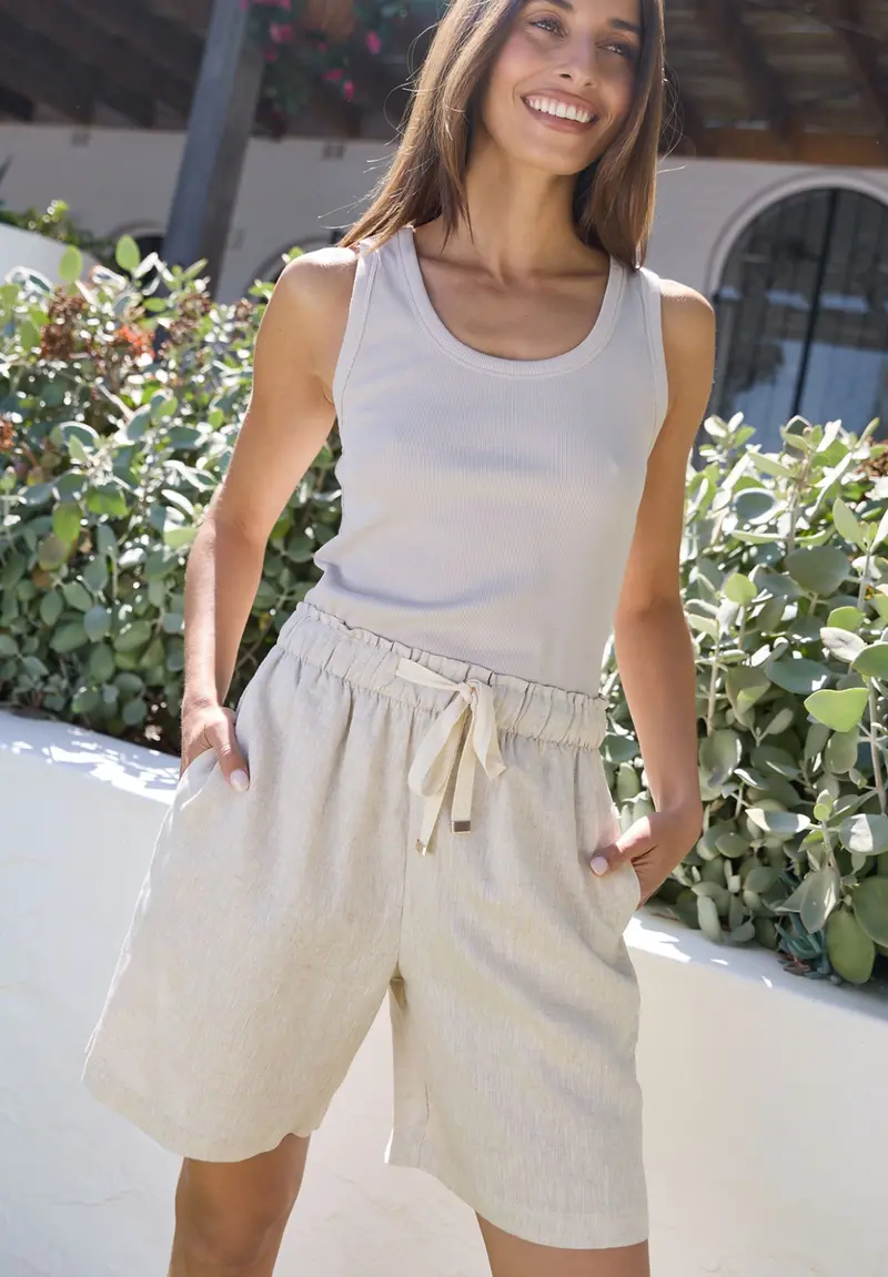 Panthea Natural Linen Shorts 1