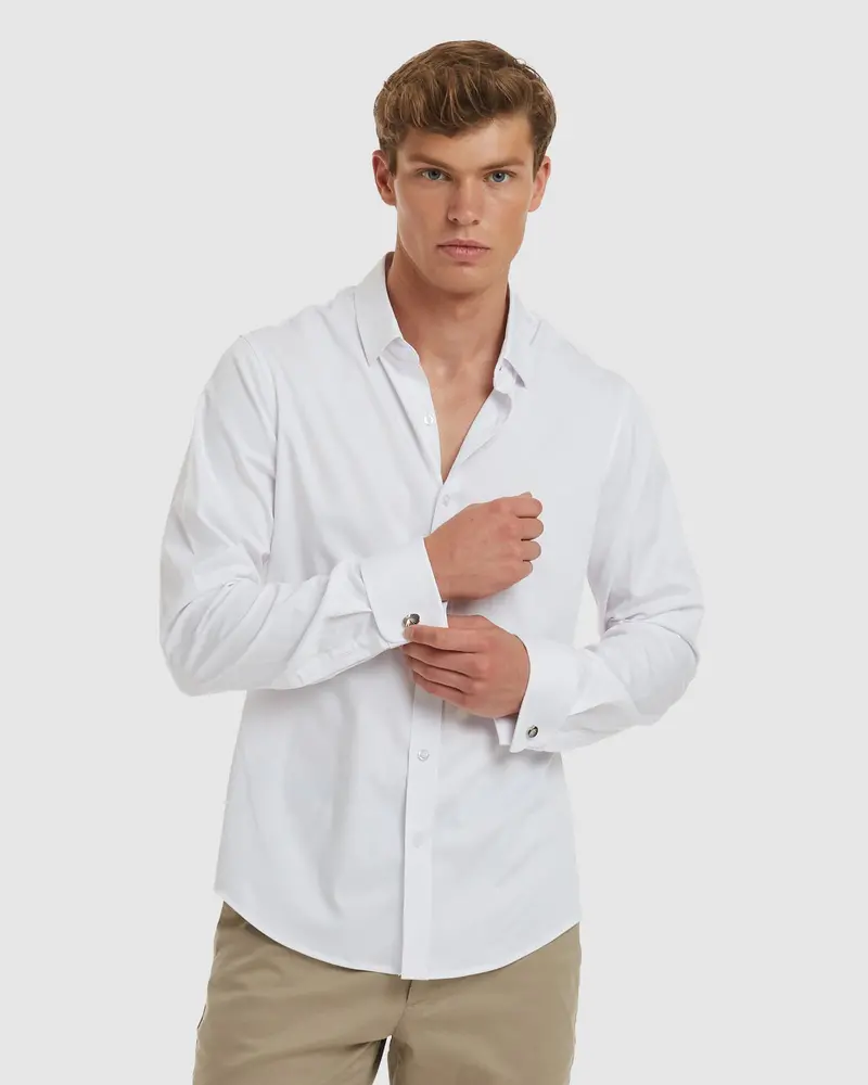 Paris-Slim Formal White Non Iron Cotton Shirt With French Cuffs 2