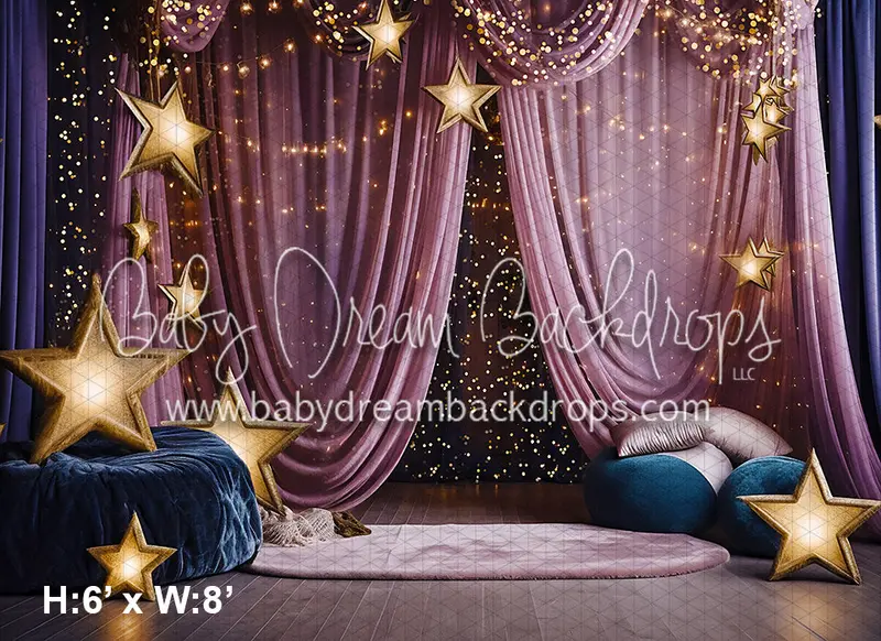 Pink And Blue Star Curtain (Vr) 1