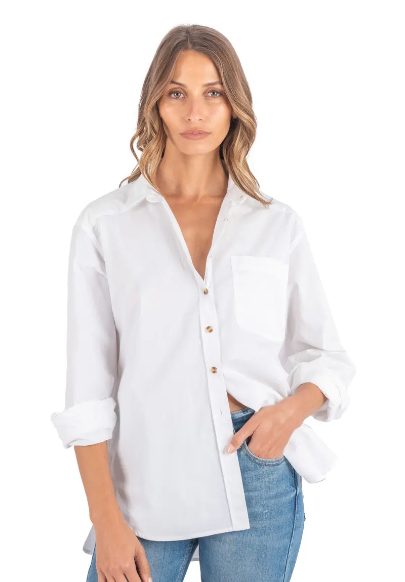 Poppy-Cotton White Oversized Cotton Shirt 1