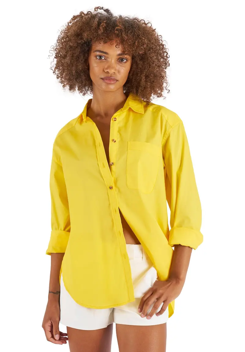 Poppy-Cotton Yellow Oversized Cotton Shirt 1
