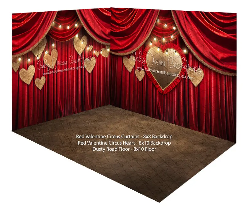 Red Valentine Circus Curtain + Red Valentine Circus Heart + Dusty Road Floor 1