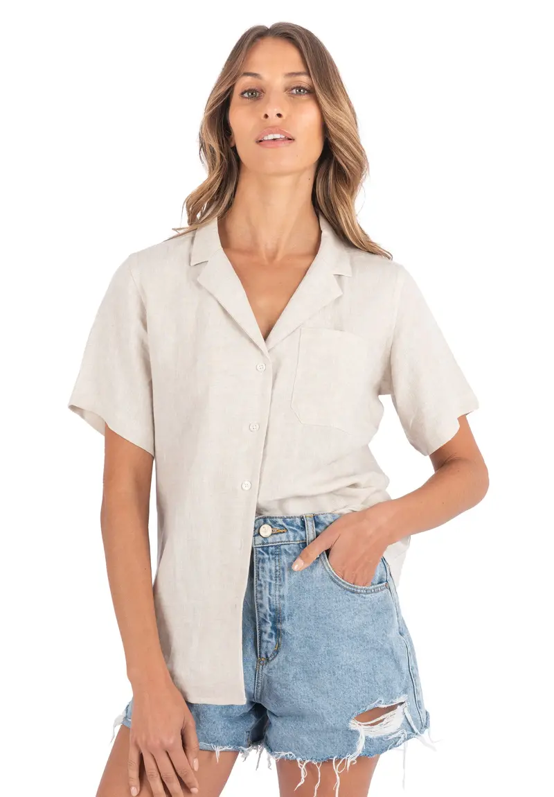 Revere Natural Ss Linen T-Shirt 1