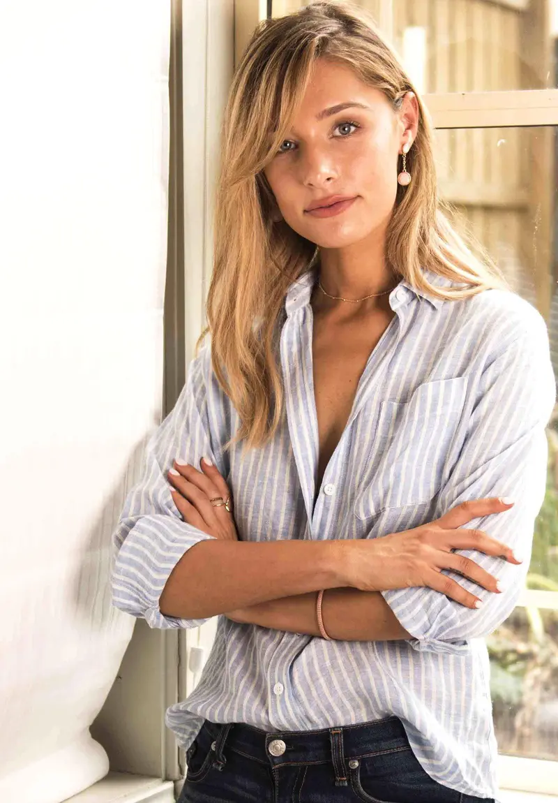 Rina Chambray Stripes Slim-Fit Linen Shirt 6