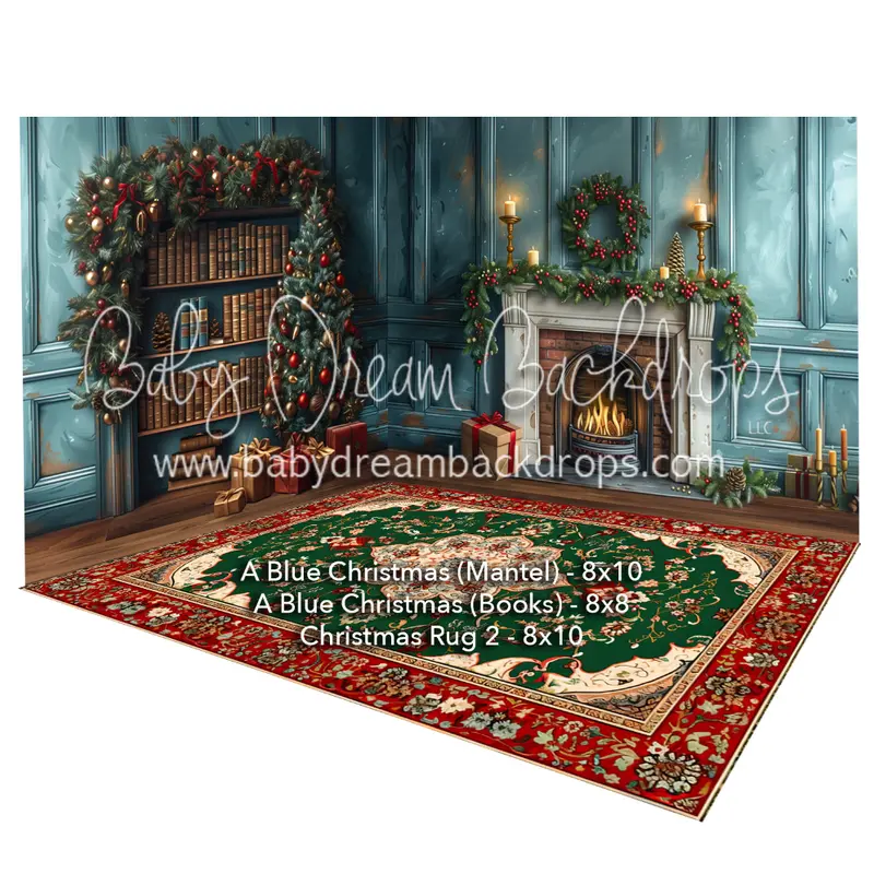 Room A Blue Christmas (Mantel) + Room A Blue Christmas (Books) + Christmas Rug 2 1