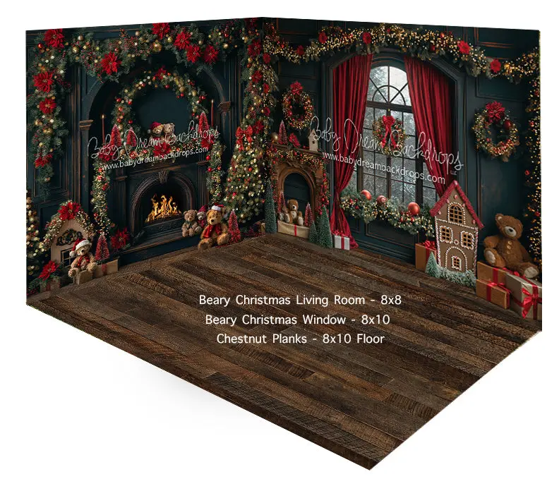 Room Beary Christmas Living Room + Window  + Chestnut Planks 1