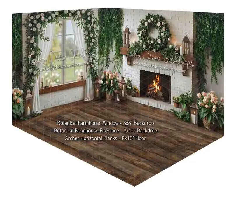 Room Botanical Farmhouse Window + Botanical Farmhouse Fireplace + Archer Horizontal Planks 1