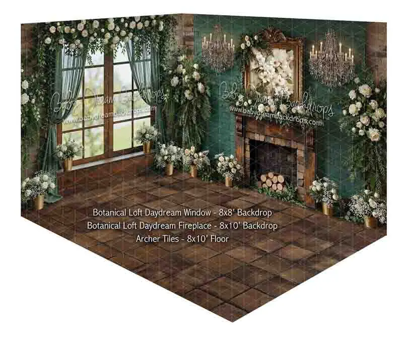 Room Botanical Loft Daydream Window + Botanical Loft Daydream Fireplace + Archer Tile 1