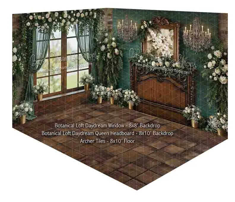 Room Botanical Loft Daydream Window + Botanical Loft Daydream Queen Headboard + Archer Tile 1