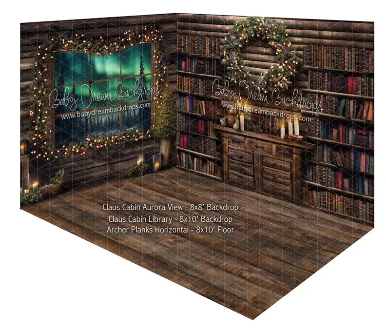 Room Claus Cabin Aurora View + Claus Cabin Library + Archer Planks Horizontal (Ja) 1