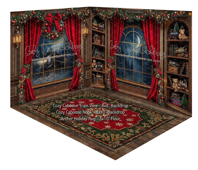 Room Cozy Caboose Train View + Cozy Caboose Nook + Archer Holiday Rug 1