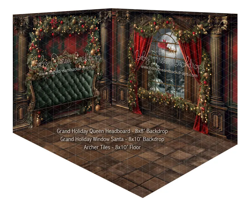 Room Grand Holiday Queen Headboard + Grand Holiday Window Santa + Archer Tiles 1