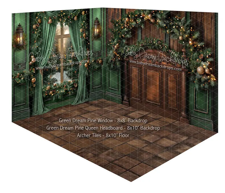 Room Green Dream Pine Window + Green Dream Pine Queen Headboard + Archer Tiles 1