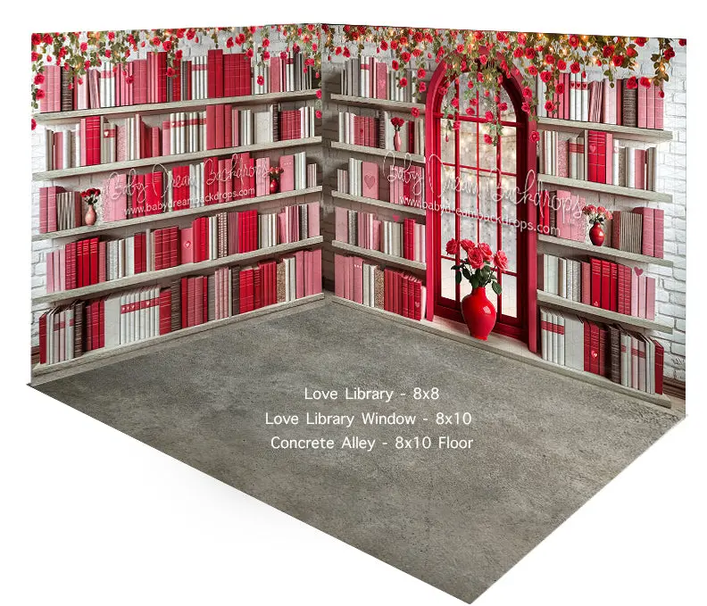 Room Love Library + Window + Concrete Alley Floor 1