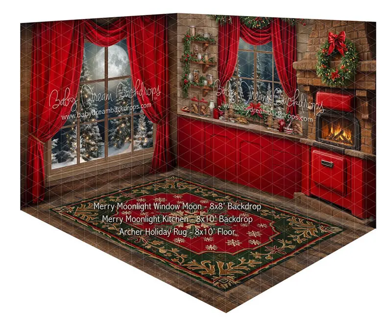 Room Merry Moonlight Window Moon + Merry Moonlight Kitchen + Archer Holiday Rug 1