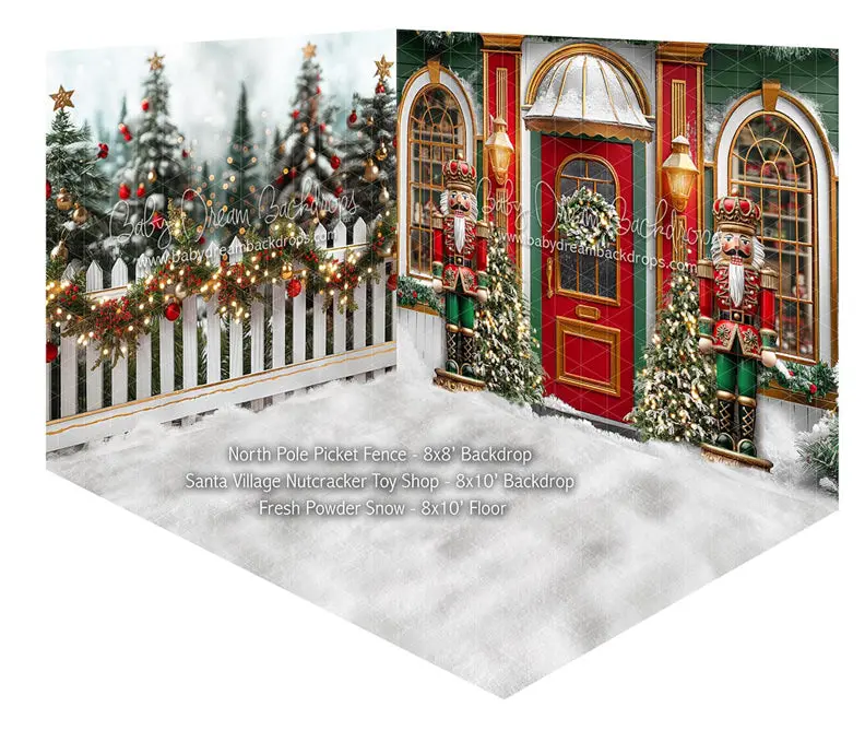 Room North Pole Picket Fence + Santa Village Nutcracker Toy Shop + Fresh Powder Snow 1