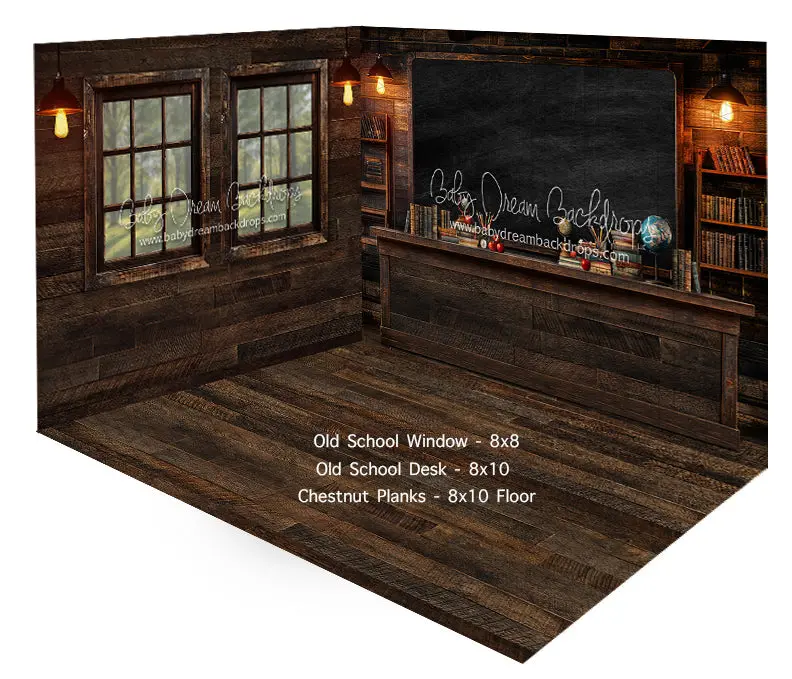 Room Old School Window + Desk + Chestnut Planks 1