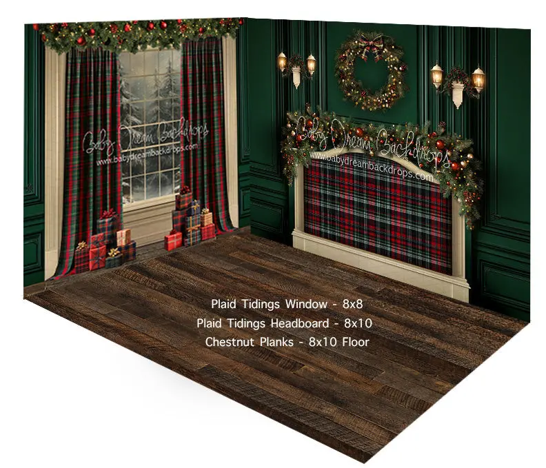 Room Plaid Tidings Window + Plaid Tidings Headboard + Chestnut Planks 1