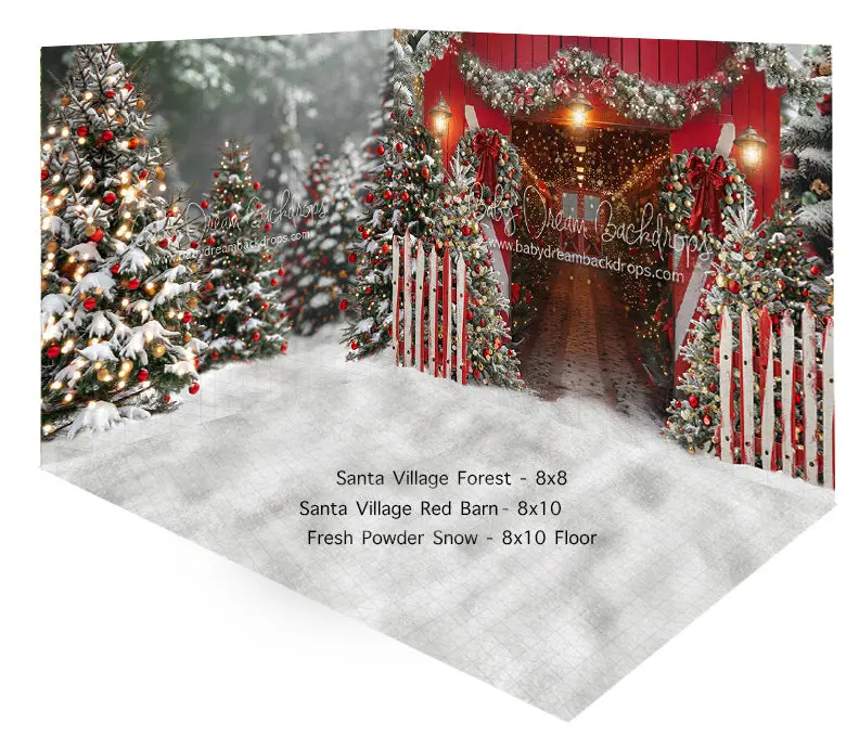 Room Santa Village Forest + Red Barn + Fresh Powder Snow Floor 1