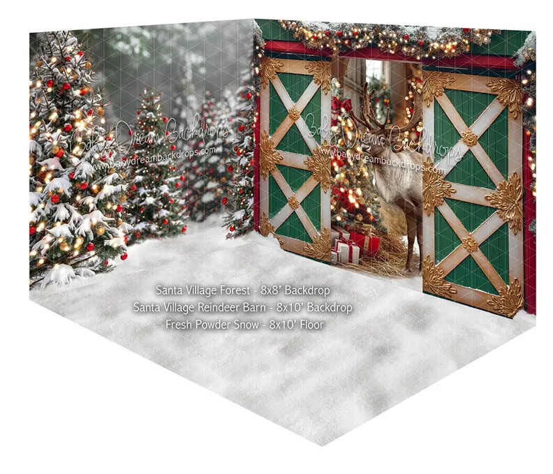Room Santa Village Forest + Santa Village Reindeer Barn + Fresh Powder Snow 1