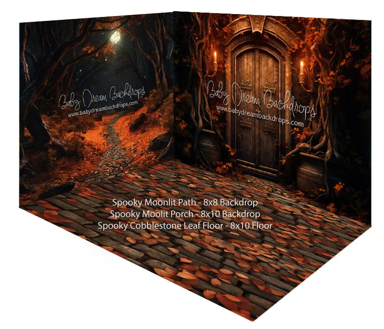 Room Spooky Moonlit Path + Spooky Moonlit Porch + Spookly Cobblestone Leaf Floor 1
