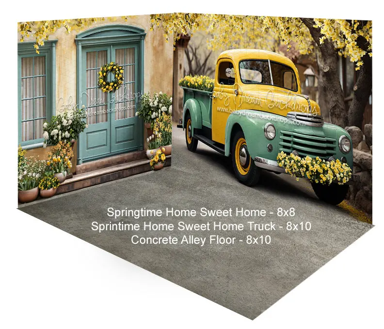 Room Springtime Home Sweet Home + Truck + Concrete Alley Floor 1