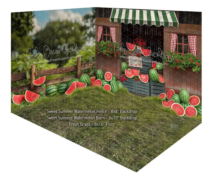 Room Sweet Summer Watermelon Fence + Sweet Summer Watermelon Barn + Fresh Grass 1