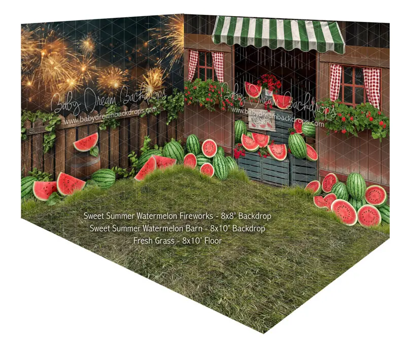 Room Sweet Summer Watermelon Fireworks + Sweet Summer Watermelon Barn + Fresh Grass 1