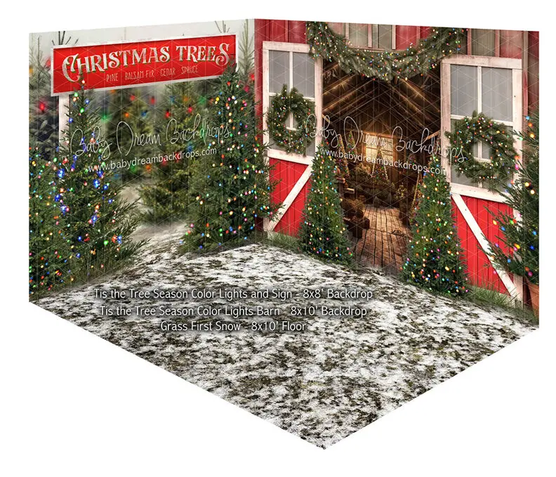Room Tis The Tree Season Color Lights And Sign + Tis The Tree Season Color Lights Barn + Grass First Snow (Ja) 1