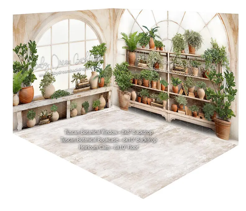 Room Tuscan Botanical Window + Tuscan Botanical Bookcase + Heirloom Calm Floor 1