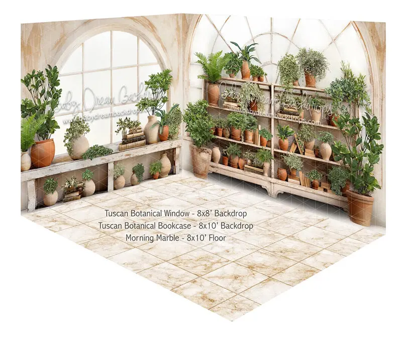 Room Tuscan Botanical Window + Tuscan Botanical Bookcase + Morning Marble Floor 1