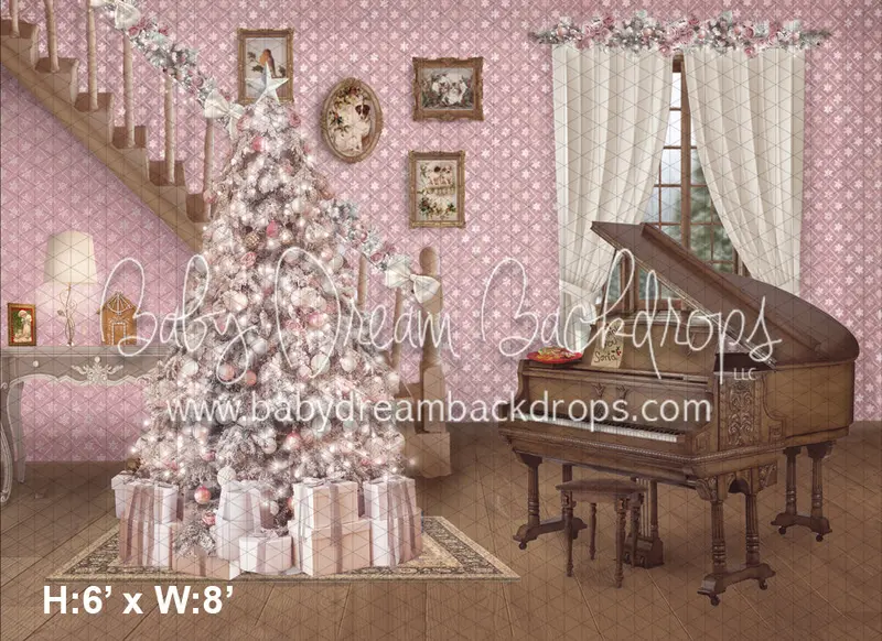 Rts 8X10 Fleece Pink Christmas Stairs 1