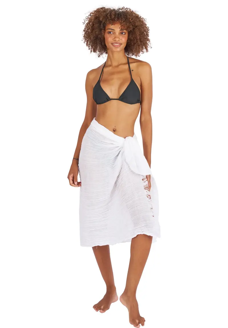 Sarong White, French Linen Crinkle Sarong 1