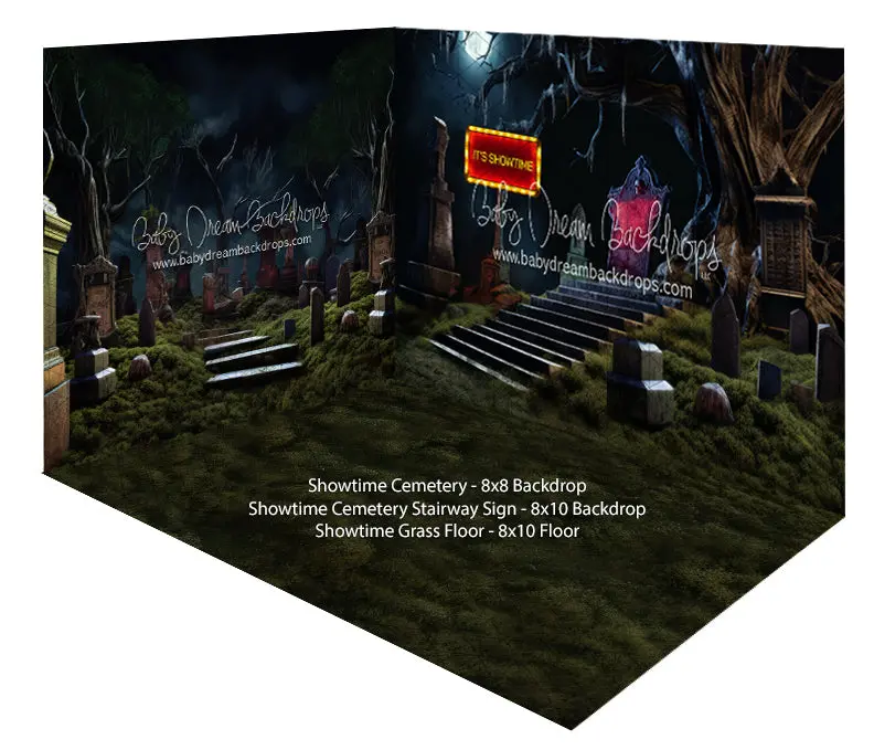 Showetime Cemetery + Stairway Sign + Grass Floor 1