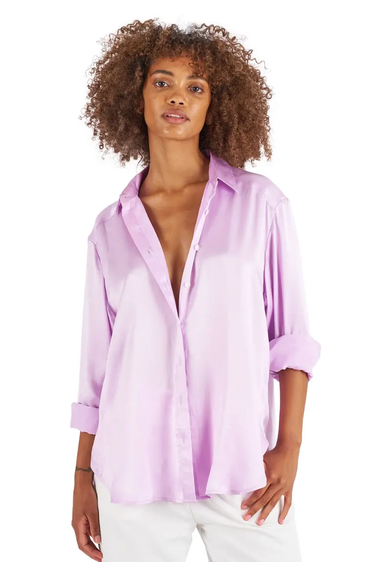 Soie Lilac Oversized 100% Silk Shirt 1