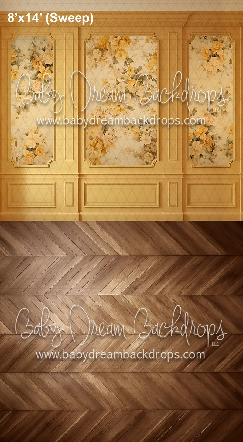 Sweeps Yellow Floral Wainscoting Dark Floor (Az) 1