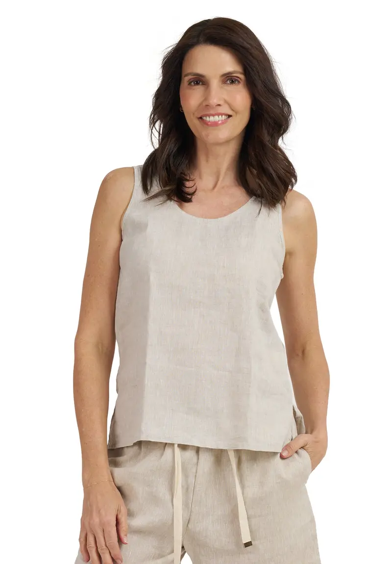 Tanya Tank Natural Linen Top 1